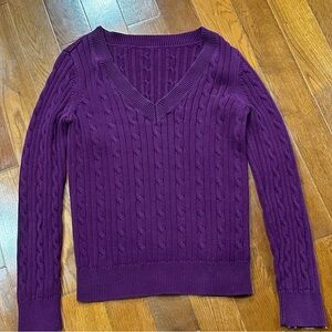 Purple chunky vneck sweater